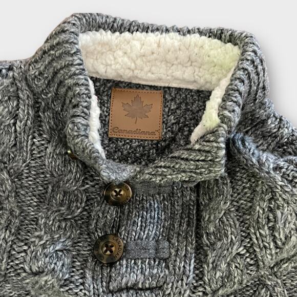 Canadiana Toddler Bear Hood Knit Sweater – Gray Button-Up (Size 3T) - Picture 3 of 6